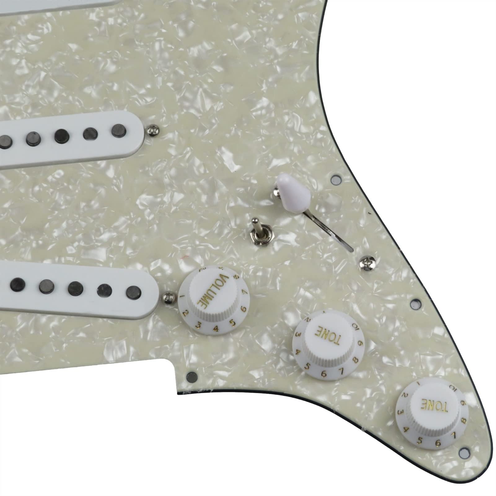 Geladen slagplaat Elektrische Gitaar Pick-ups Guitar SSH Alnico5 7-Way Type Volledig Geladen Pickguard Voor Stratocaster voorbedraad geladen slagplaat (Color : Pearl white