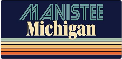 Manistee Michigan - Imán para nevera (5.0 x 2.6in), diseño retro