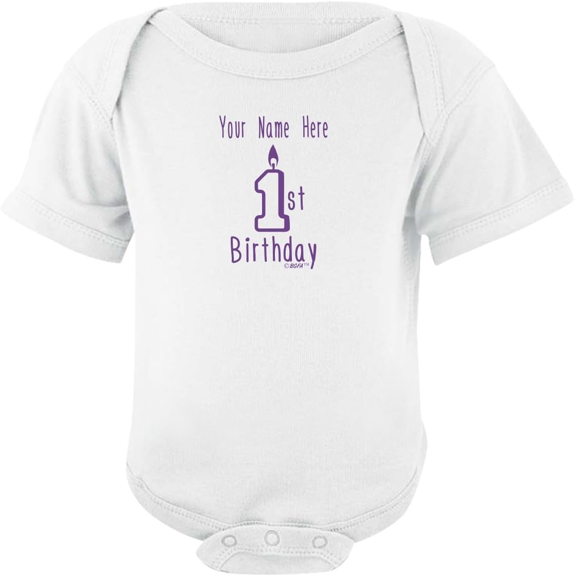 Personalized Name Purple 1st Birthday Bodysuit Bib Bundle