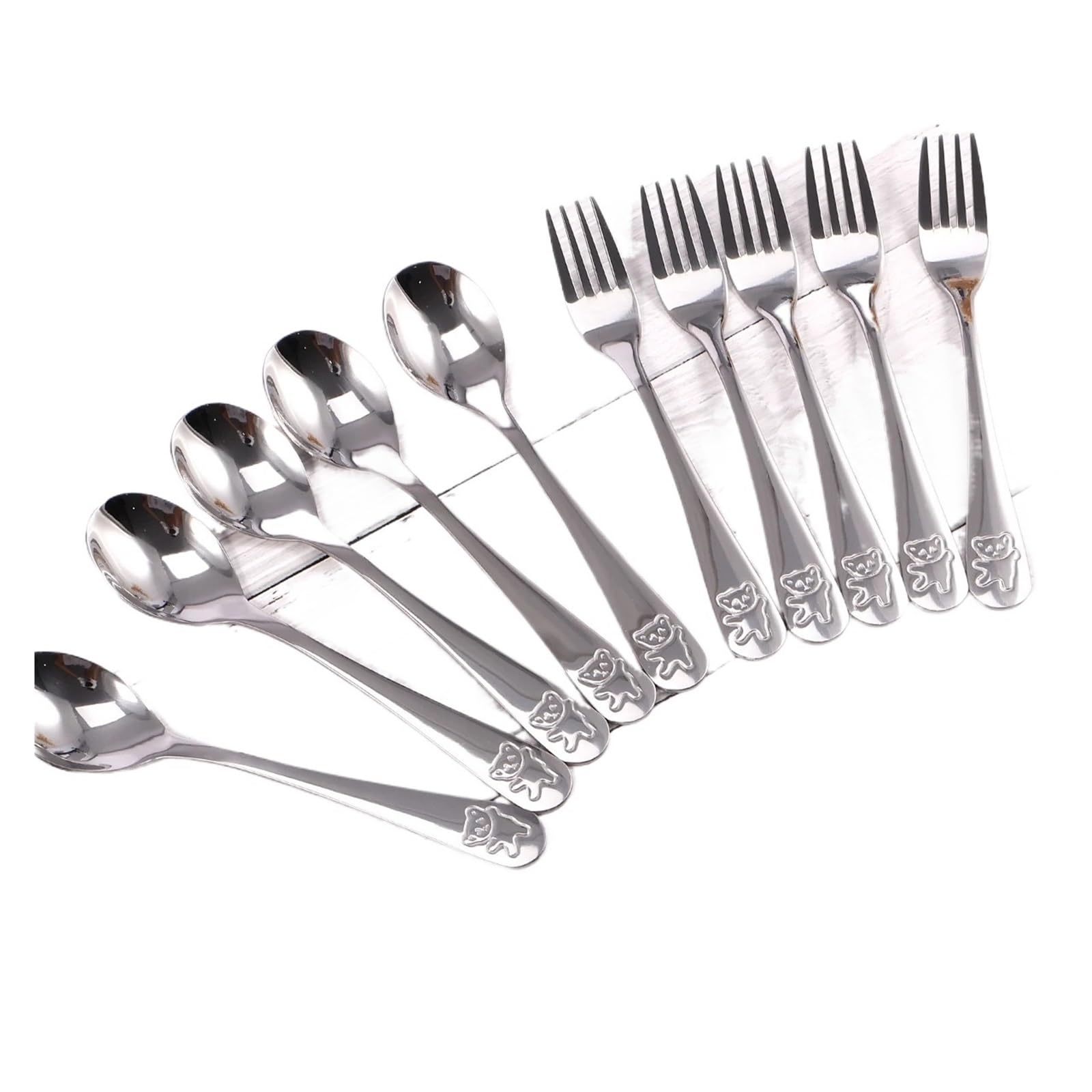 Juego de tenedor y cuchara de 10 piezas en acero inoxidable para mesa