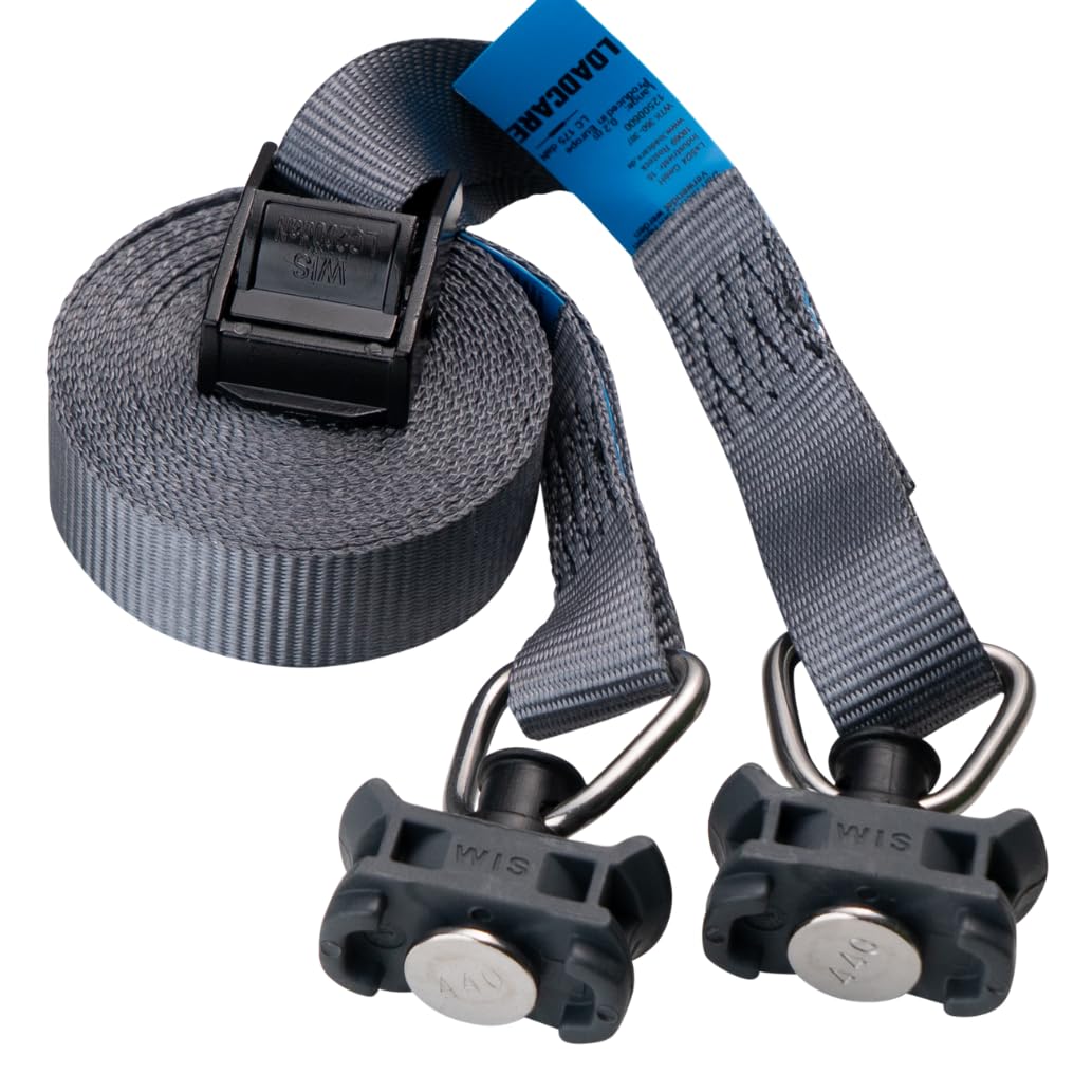 Set di 4 cinghie di fissaggio in due pezzi da 4 m, con chiusura a morsetto, cinghia di fissaggio rapida per linea aerea, guida di ancoraggio 175 daN (antracite)
