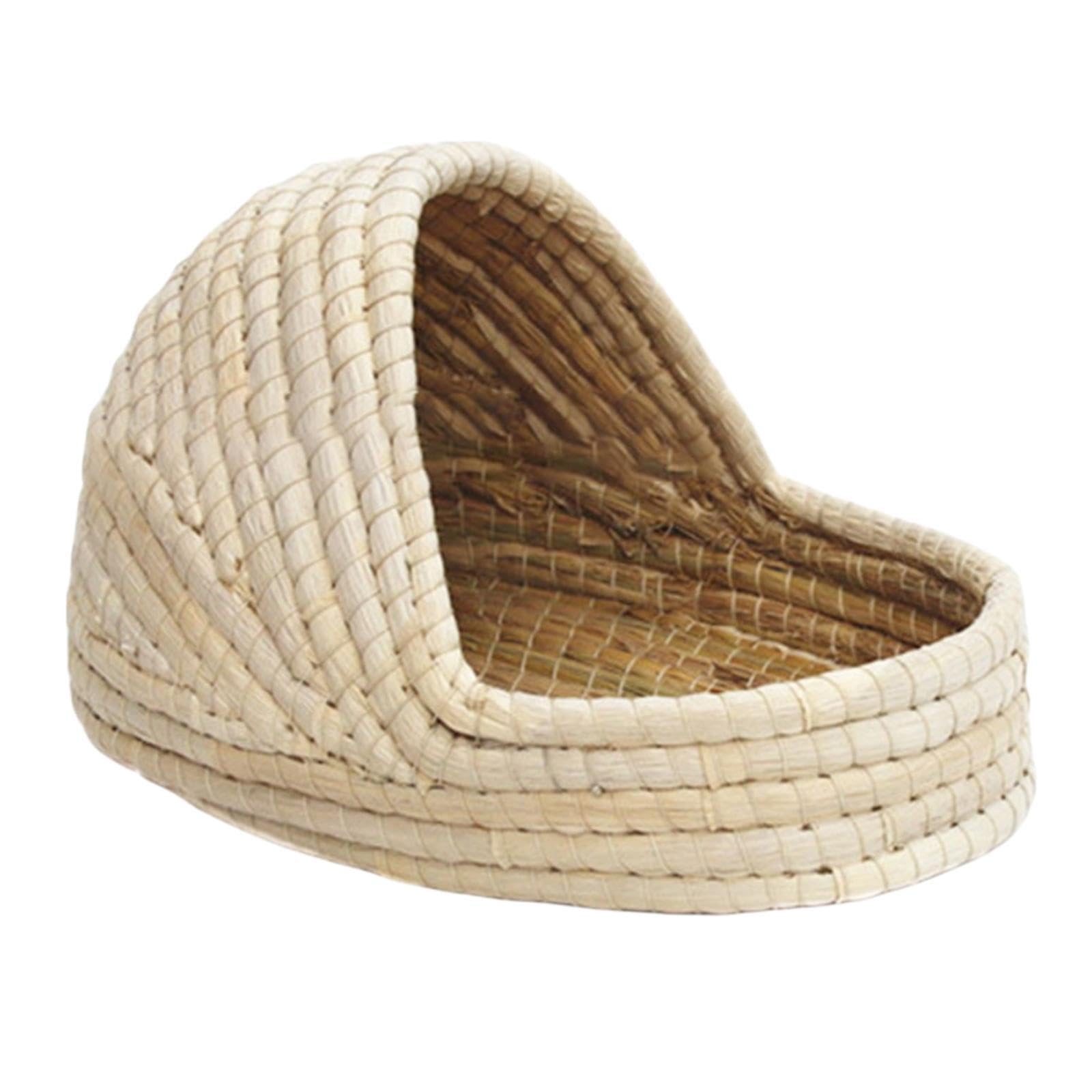 Zambuph Rabbit Nest Natural Grass Bed Hut For Small Animals Private Retreat For Little Rabbits And Pets Made Of Natural Straw Chinchillas Guinea Pig Nest Cage Breathable
