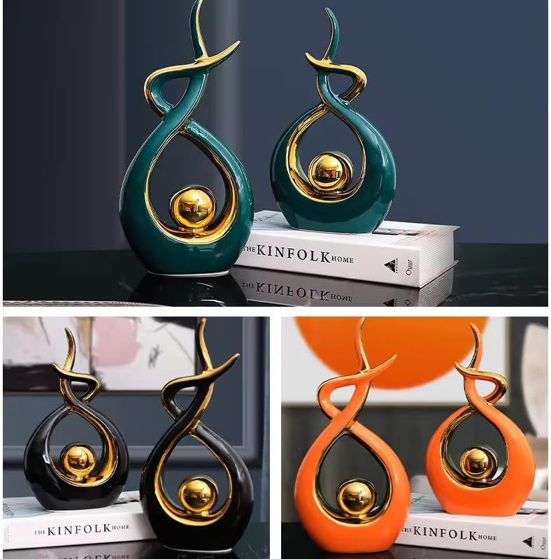 ELEGANTZ Abstract Art Ceramic Statues – Modern Shelf Decorations – Centerpiece Luxury Table Decorations for Living Room, Coffee Table, Office – Elegant Home - Ornaments for Home Decor - 1 Pc - Image 2