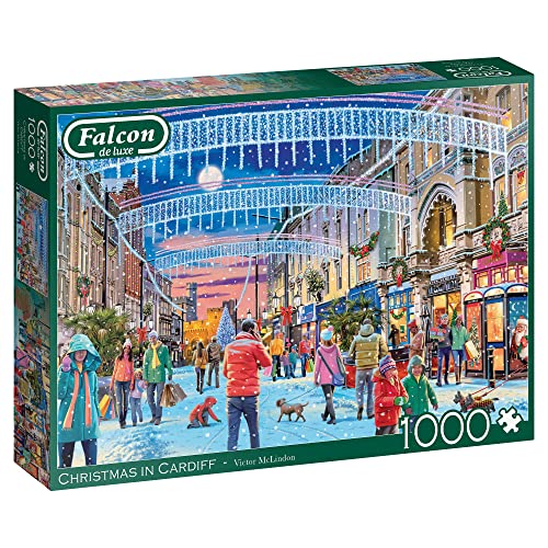 Jumbo, Falcon de luxe - Christmas in Cardiff, Christmas Jigsaws, 1000 Pieces for Adults, Multicolor, 68 x 49 cm