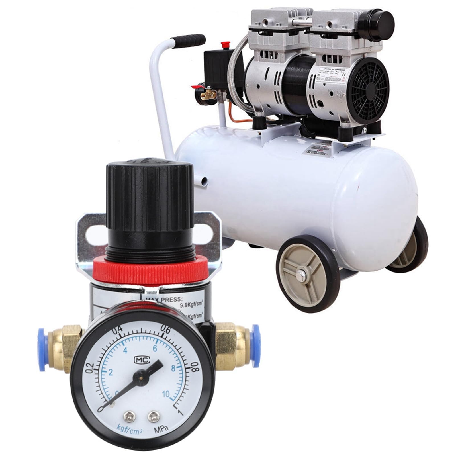 Air Compressor Valve with Valve, Air Pump Valve Reduceerventiel,Air Operated Hydraulic Pump 8mm Connector Air Pump Treatment Fittings Accessories