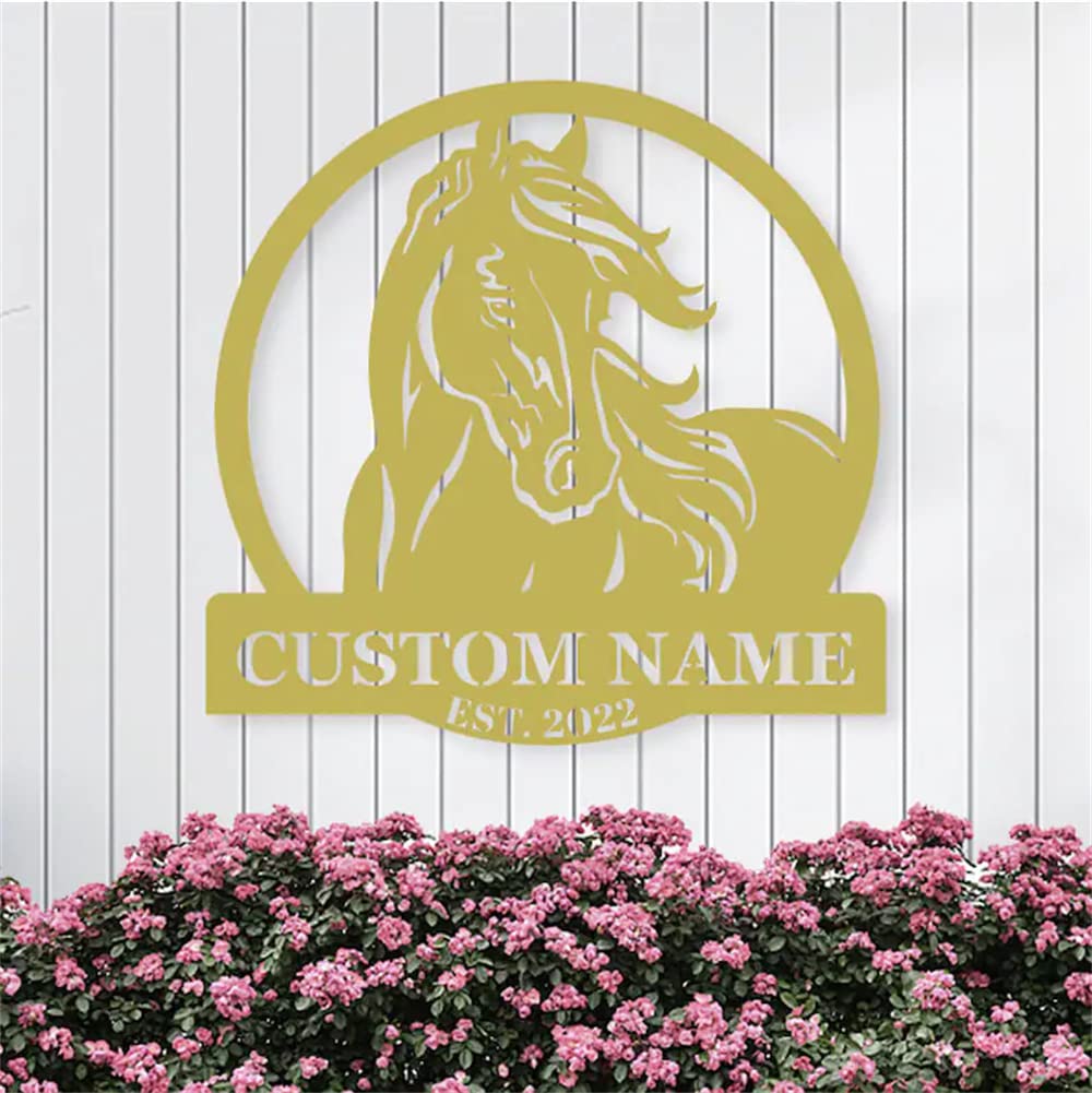 Cavallo Metallo Wall Art, Horse Farm Segni Metallo Esterno, Personalizzato Cavallo Indirizzo Segno