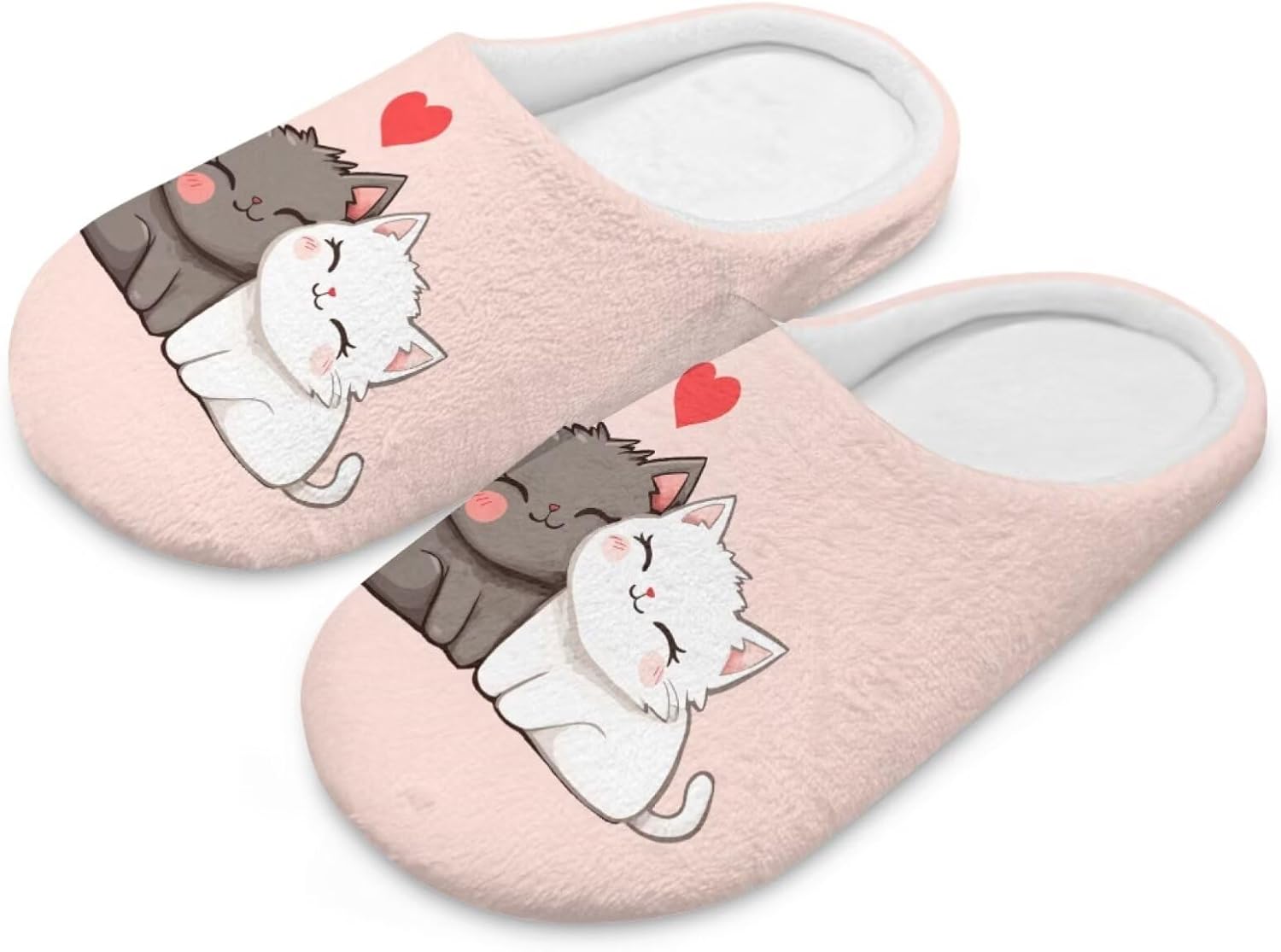 UNICEU Cat Print 3 Pairs House Slippers for Women Washable Comfortable Closed Toe Spa Slippers for Hotel Home Wedding