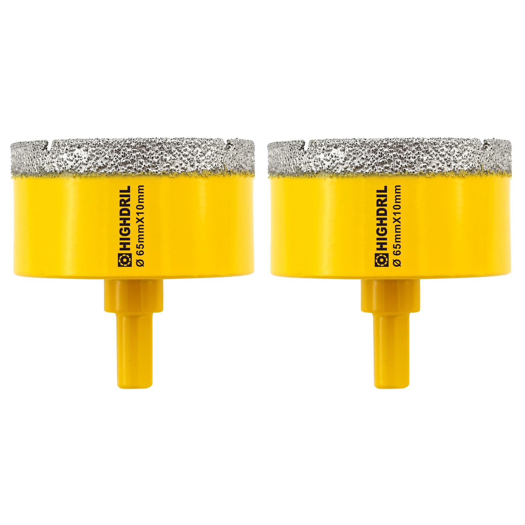 Dry Diamond Core Drill Bit,HIGHDRIL 2pcs Diameter 65mm 2-4/7" with Triangle Shank Vacuum Brazed Hole Saw for Concrete Granite Marble Glass Porcelain Tile Masonry Brick — image 1