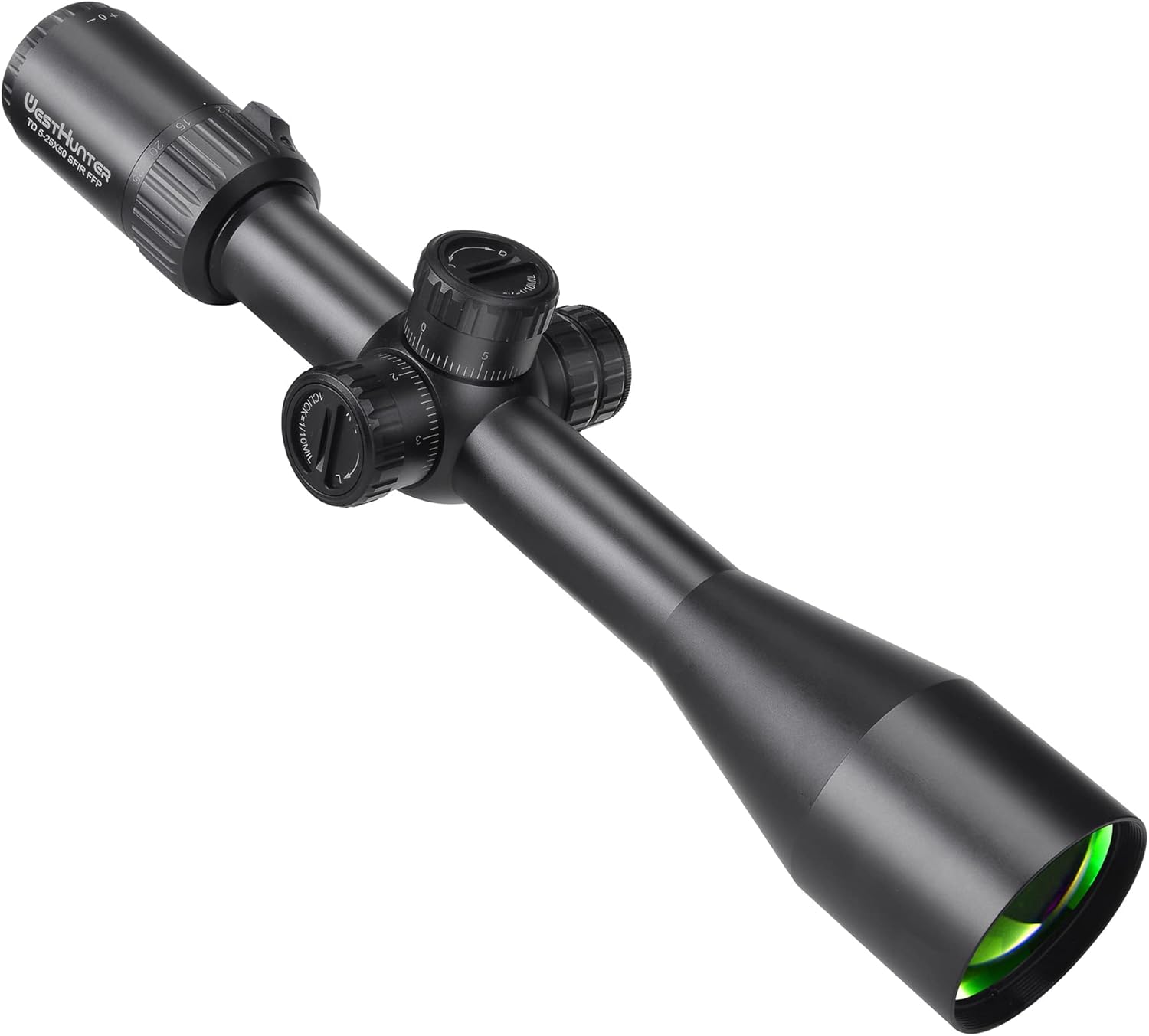 WestHunter Optics TD 5-25x50 SFIR FFP Long Range Precision Riflescope, Red Illumination First Focal Plane 30 mm Tactical 1/10 MIL Competition Shooting Scope