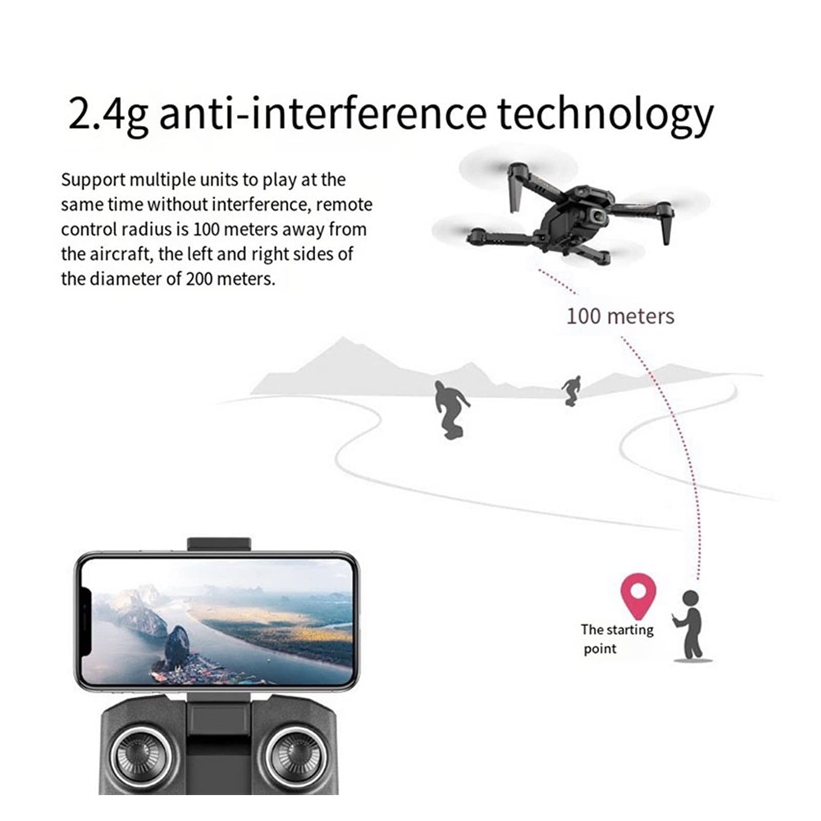 Drone Mini RC Drone 4K Podwójna kamera HD Kamera szerokokątna 1080P WiFi Ciśnienie powietrza Stała wysokość FFoldable Quadcopter Drone Toy (Kolor: 1080P Rozmiar pudełka: 1) (Podwójne kamery 4K 2 1)