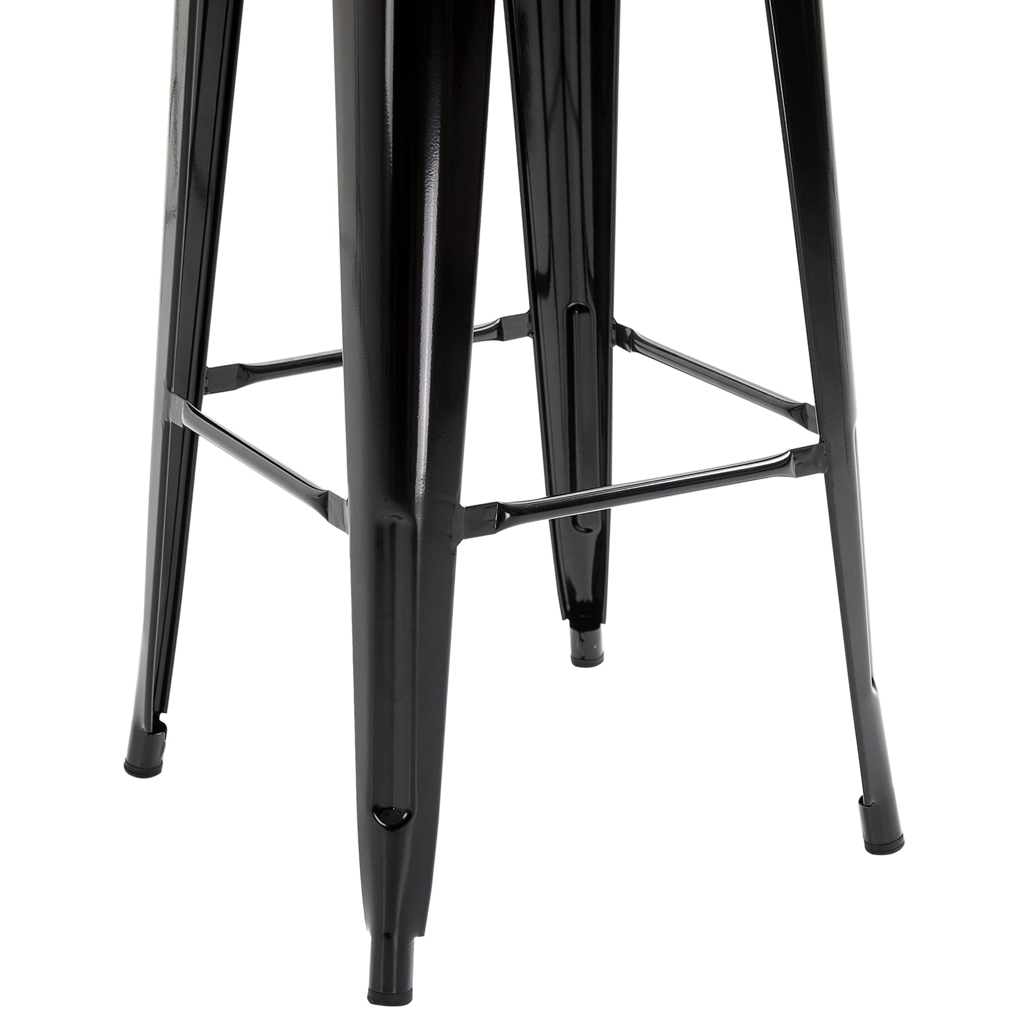 HOMCOM Juego de 4 Taburetes de Bar con Respaldo Alto 44x46x116 cm Negro | Silla de Comedor de Metal, con Reposapiés, para Comedor, Carga 120 kg