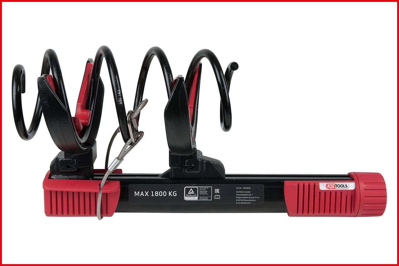 KS TOOLS 500.8625 - Kit de Compresseur de Ressort - Compresseur d’Amortisseur Voiture - 2 Paires de Supports de Ressort Standard - se Fixe dans l’Étau - 6 Pièces Couleur