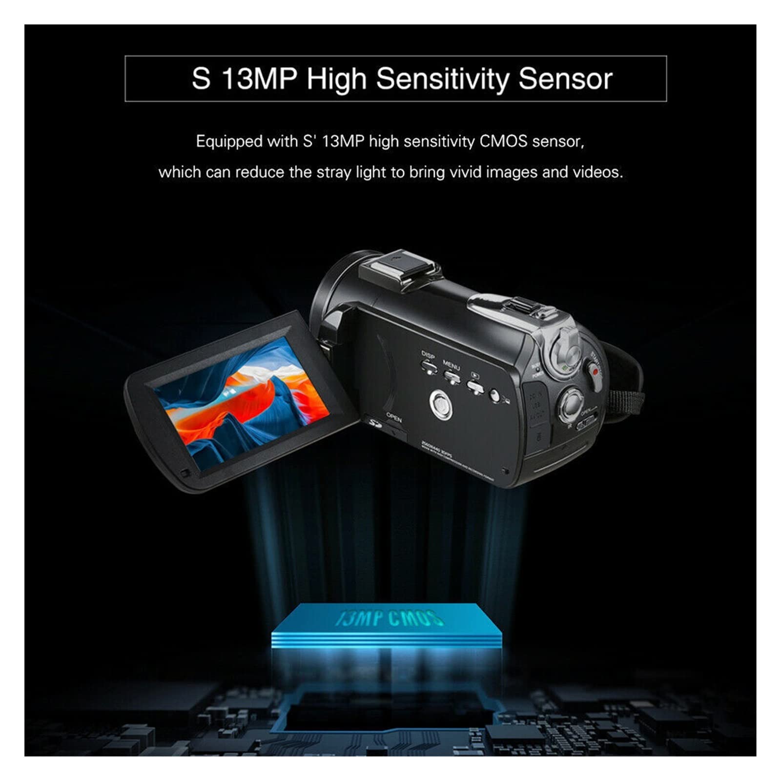 Caméra vidéo Caméscope Caméra vidéo Caméscope 4K Zoom numérique 30X IR Vision nocturne Vlogging Caméra Blog Kit standard