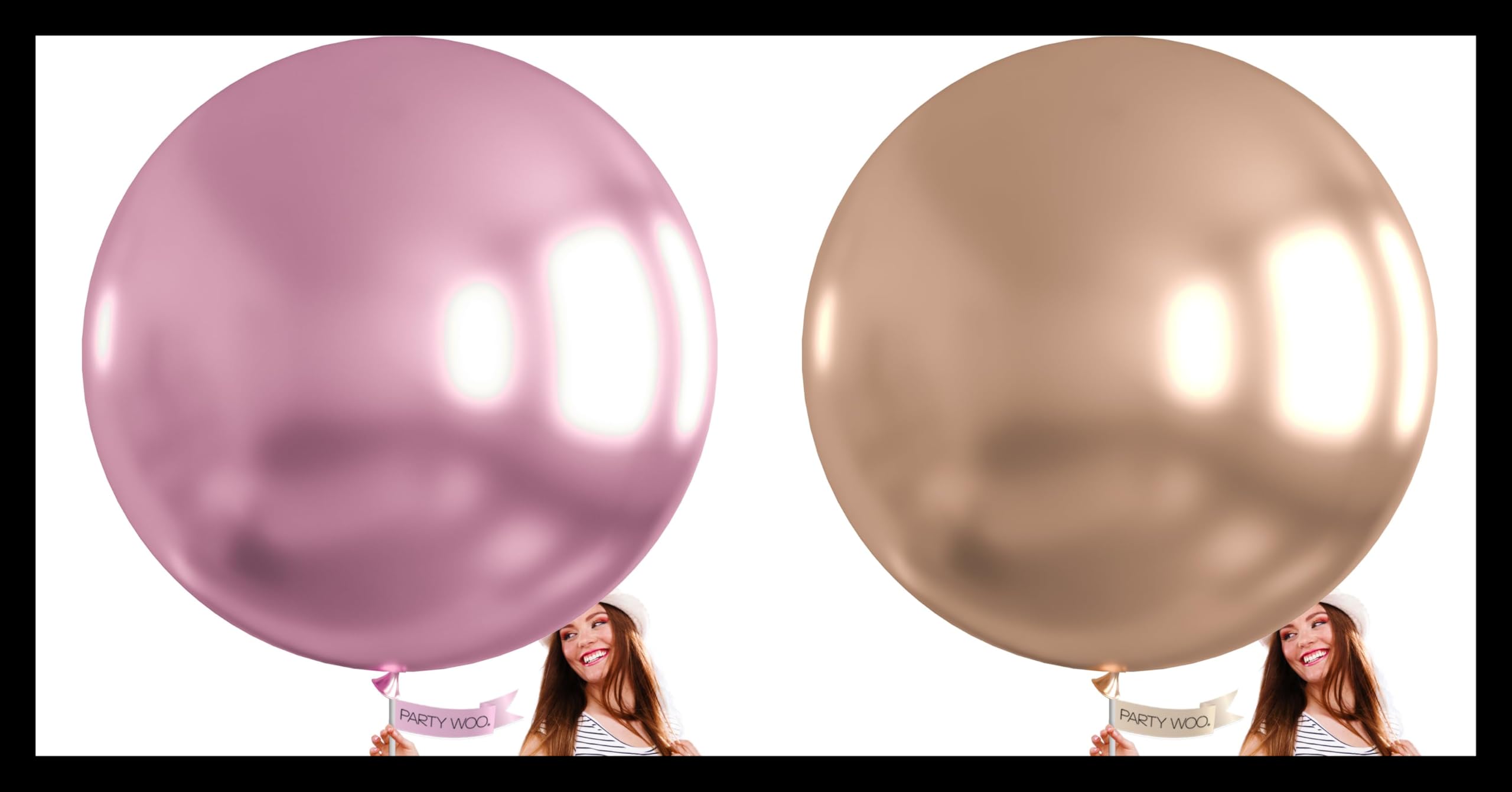 PartyWoo Metallic Pinkish Purple Large Balloons 4 pcs and PartyWoo Metallic Rose Gold Large Balloons 4 pcs