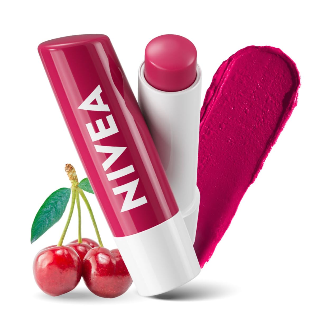 NIVEA Cherry Shine 4.8g Lip Balm|24 H Melt in Moisture Formula|Natural Oils|Glossy Finish,4.8 g (Pack of 1)