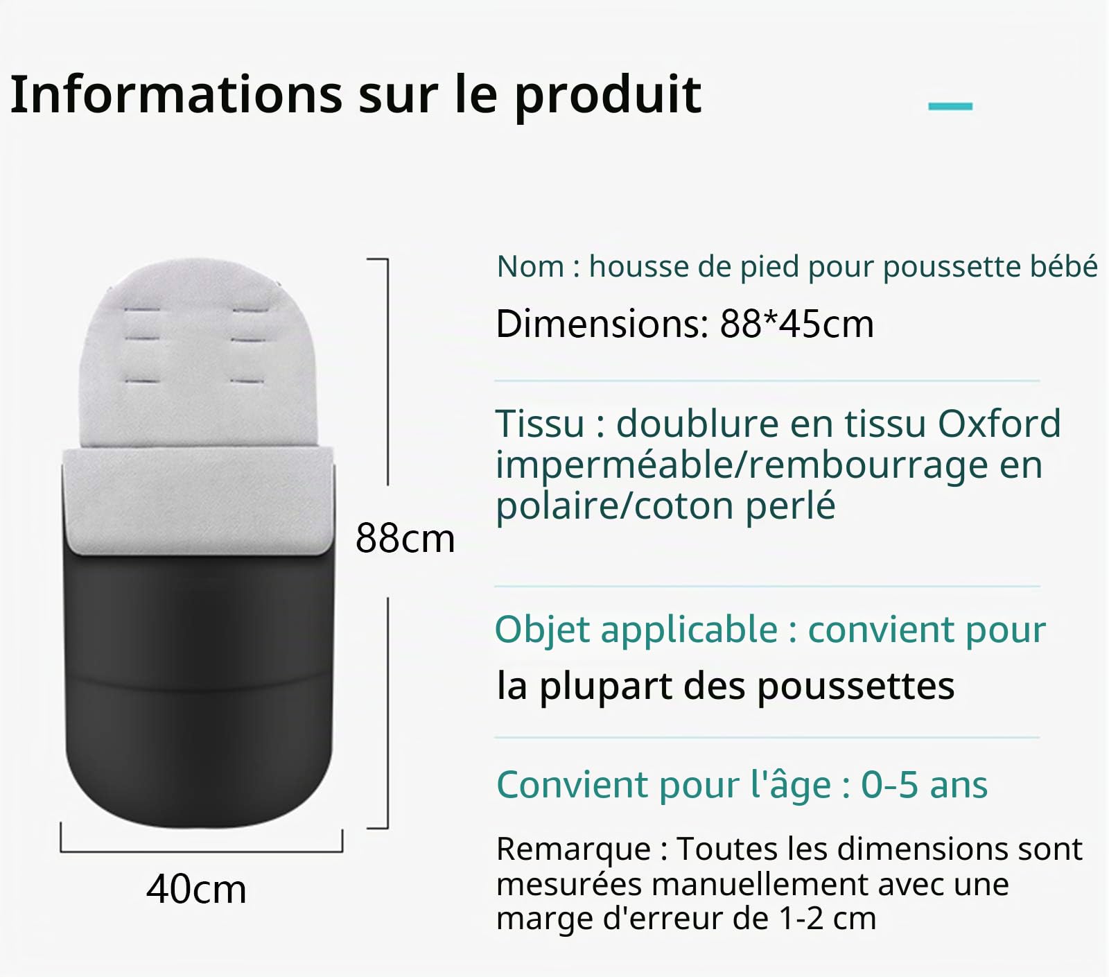 MHOYI Universelle Chancelière pour Poussettes,Bébé Chariot Coton Coussins,Garder Chaud Hiver Couverture Enveloppante,bébé Housse de Pied Hiver Chaudpour Poussette/Landaus Siège Auto/Buggys(Gris)
