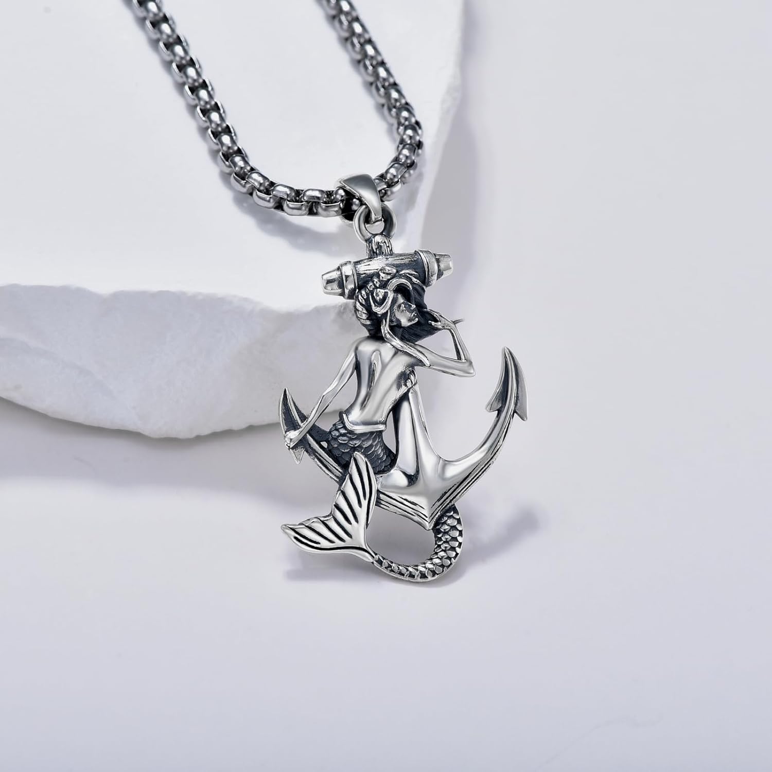 Sea Turtle/Jellyfish/Dolphin/Mermaid/Compass/Steering wheel necklace 925 Sterling Silver Anchor Navy Ocean Jewelry Beach Gifts for Women Men - Image 3