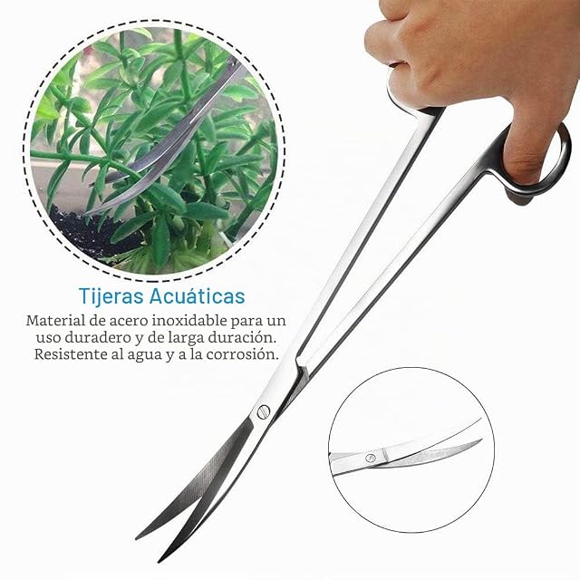 Foto 2 de 8 de Aquarium Aquascaping Kit, 5 en 1 Acero Inoxidable Acuario Tanque Planta Acuática Herramientas Conjuntos…