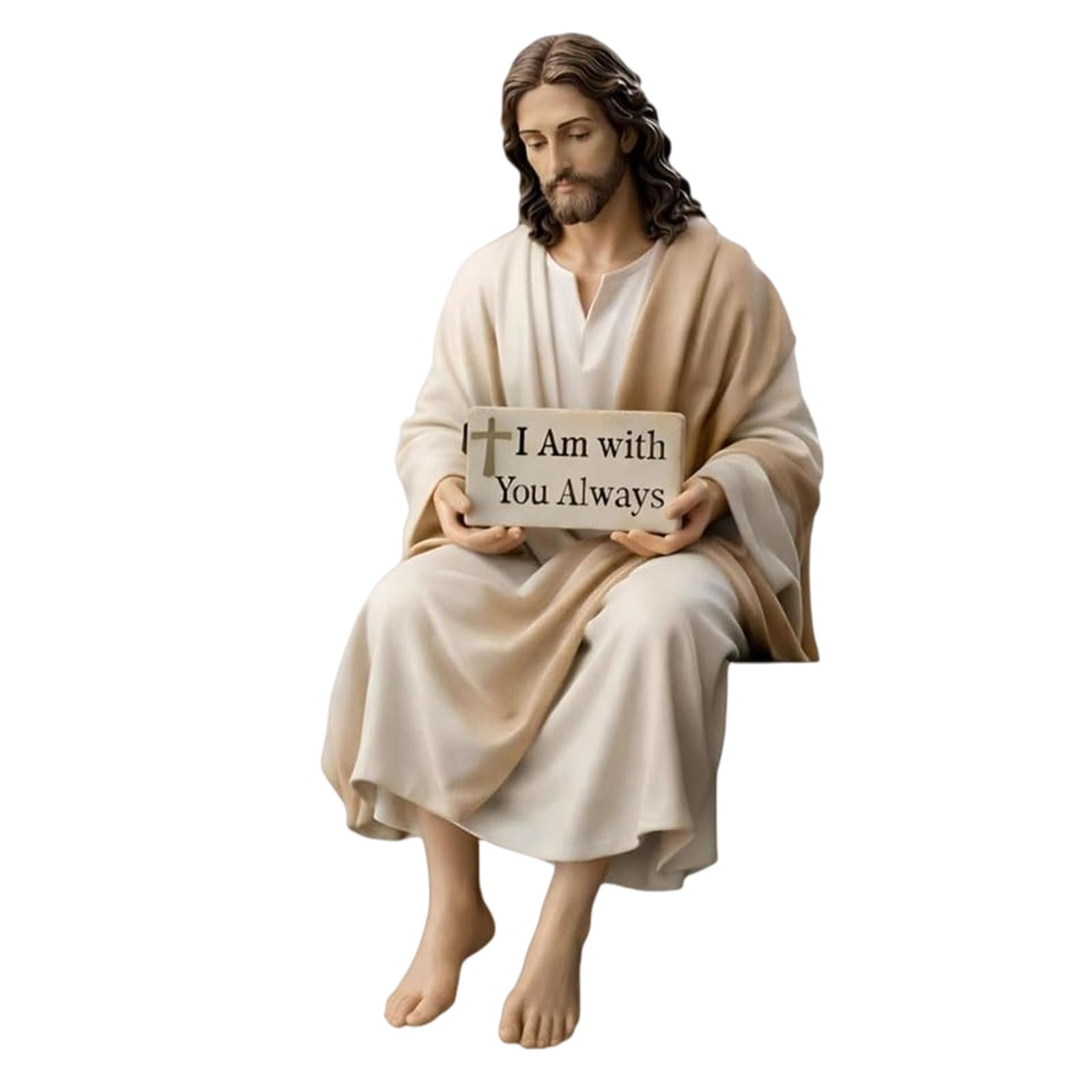 Jazuaiao Inspirational Holy Statue with Hand Painted Detail Resin Desk Companionship Figurine Ornament Religious Gift Religious Home Decors