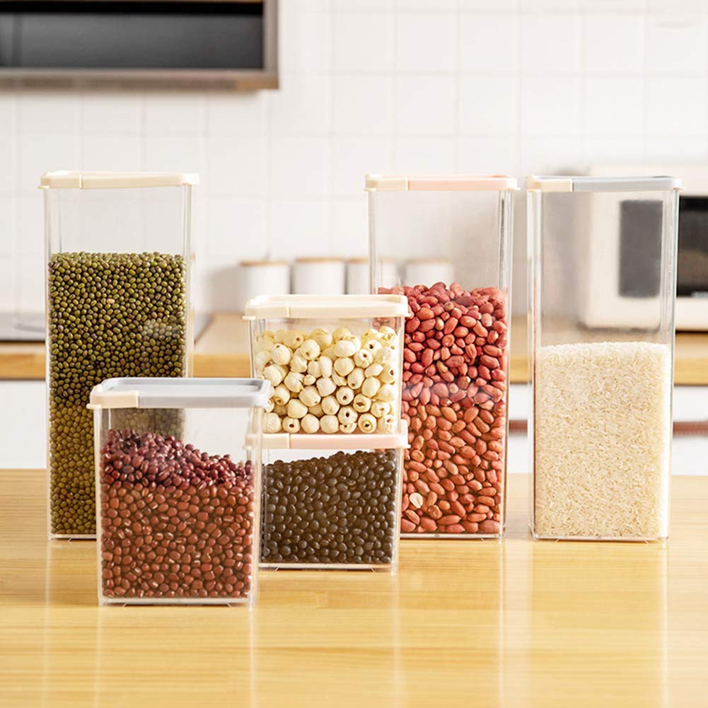 Recipientes Para Almacenamiento De Cereales (Juego De 6) Herméticos Almacenamiento De Alimentos Con Tapa De Fácil Vertido, Resistentes A La Humedad Y Sin BPA, Ideales Para Pasta, Nueces, Espaguetis