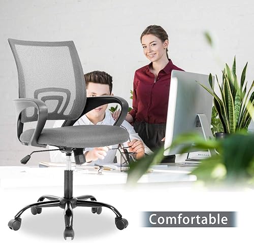 Miniatura 6 de Silla de oficina ergonómica, sillón de escritorio de ordenador con soporte trasero, sillón ejecutivo de ordenador giratorio con malla, silla
