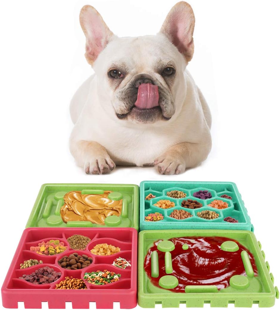 VavoPaw Pet Slow Feeder Dog Bowls, [4-Pack] Slow Eating Licking Mat, Slow Feeder Dog Tray, Pet Anxiety Relief fit Dog Cat Bathing…