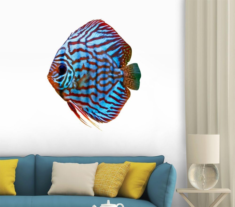 Wallmonkeys Colorful Tropical Discus Fish Wall Decal Peel and Stick Graphic WM316675 (18 in H x 17 in W)