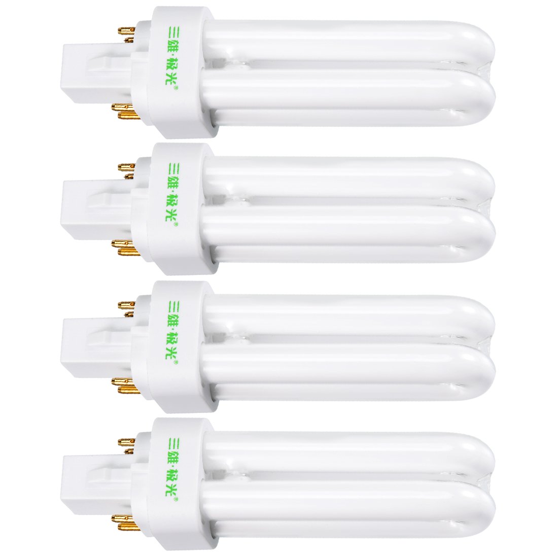 Ruilogod 4pcs AC 220V 10W Double U Tube PL-C lampe 4-Terminal G24 Base de 6500K Blanc Froid
