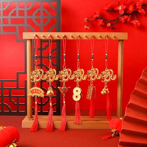 Miniatura 4 de Decoraciones de dragón de año nuevo chino 2024, 16 piezas 2024 con borlas colgantes de Feng Shui para Año Nuevo Lunar 2024, decoración de la suerte