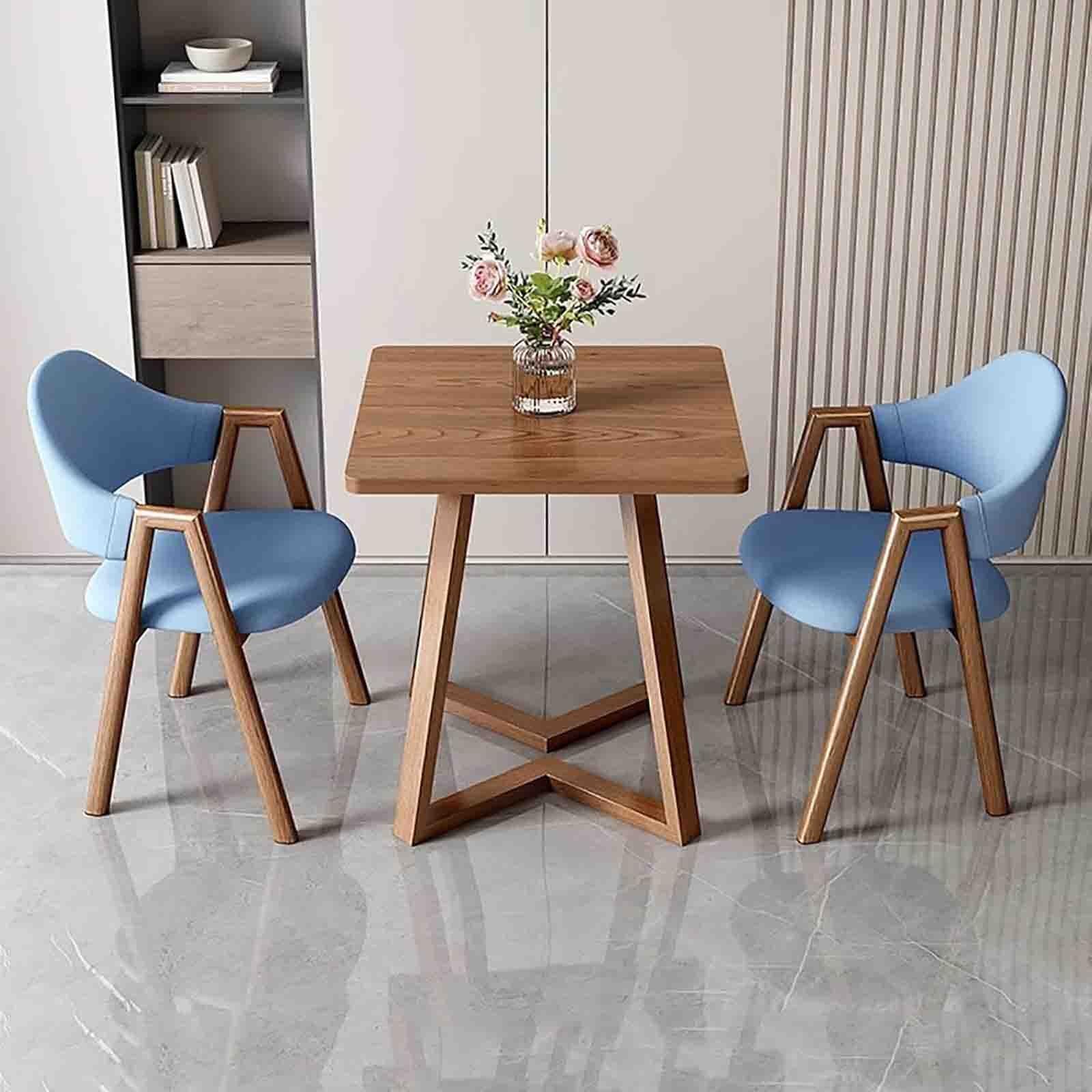 24" Square Dining Table Set with 1 Coffee Table & 2 Faux Leather Upholstered Armchairs Stylish Reception & Negotiation Fur (Style 7)