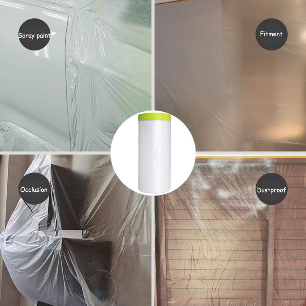 TRUHUI Pre-taped Masking Film,Protective Masking Film,Painting Covering Film,Green,180CMx12M - Image 4