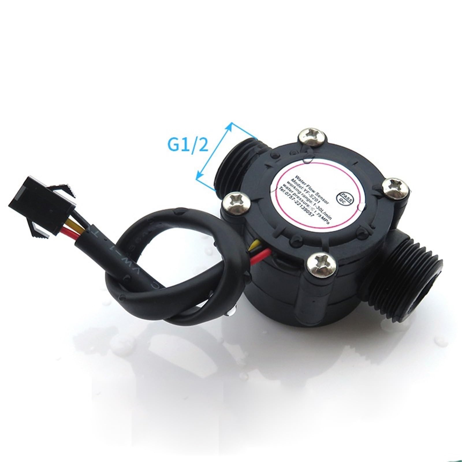1 sensor de flujo de agua de 1/2", 3/4" y 1", medidor de flujo, sensor de flujo Hall, control de agua, interruptor de sensores de líquido(1")