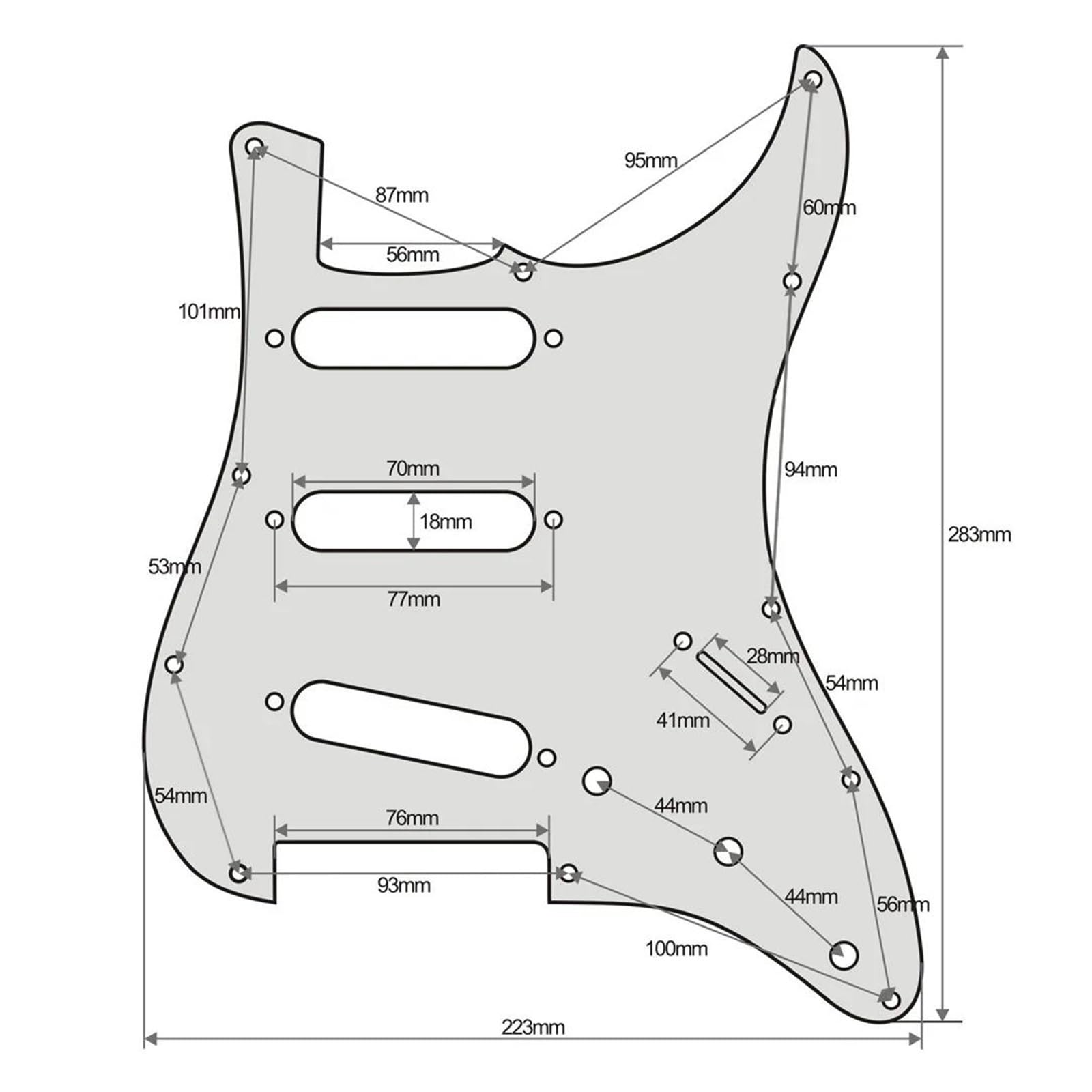 maskownica do gitary elektrycznej Zestaw 11 otworów ST SSS Guitar Pickguard Plate Cream 3Ply & Single Coil Pickup Covers 2T1V Control Knobs Guitar Parts(Closed Pickup Covers)