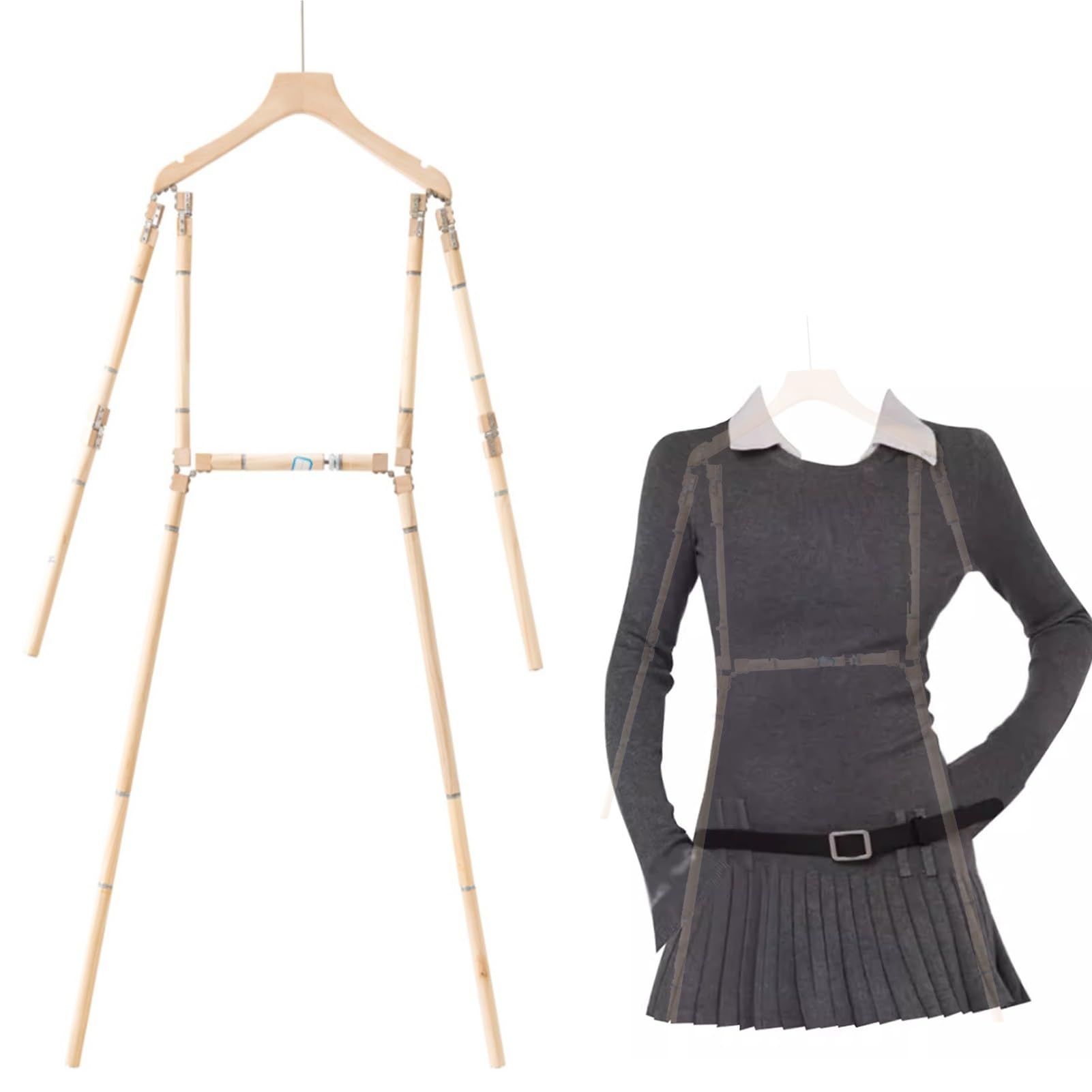 Maniquí Torso De Maniquí Colgante Poseable, Percha Portátil con Forma De Cuerpo uerpo De Madera con Ranuras para Los Hombros, Tienda De Ropa/Fotografía Exhibición De Formas De Vestido Unisex