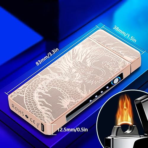 Miniatura 4 de SKRFIRE Encendedores eléctricos recargables de plasma de arco de plasma USB, llama de alta potencia, a prueba de viento, encendedor único de dragón