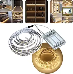 Fita LED Decorativa, 2 Metros, 120 LEDs, Branco Quente, Autoadesiva, Alimentação por 3 Pilhas AA (pilhas não inclusas)