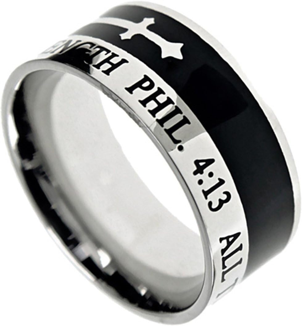 K12 Phil 4:13 All Things Through Christ My Strength Wedding Ring Scripture Band