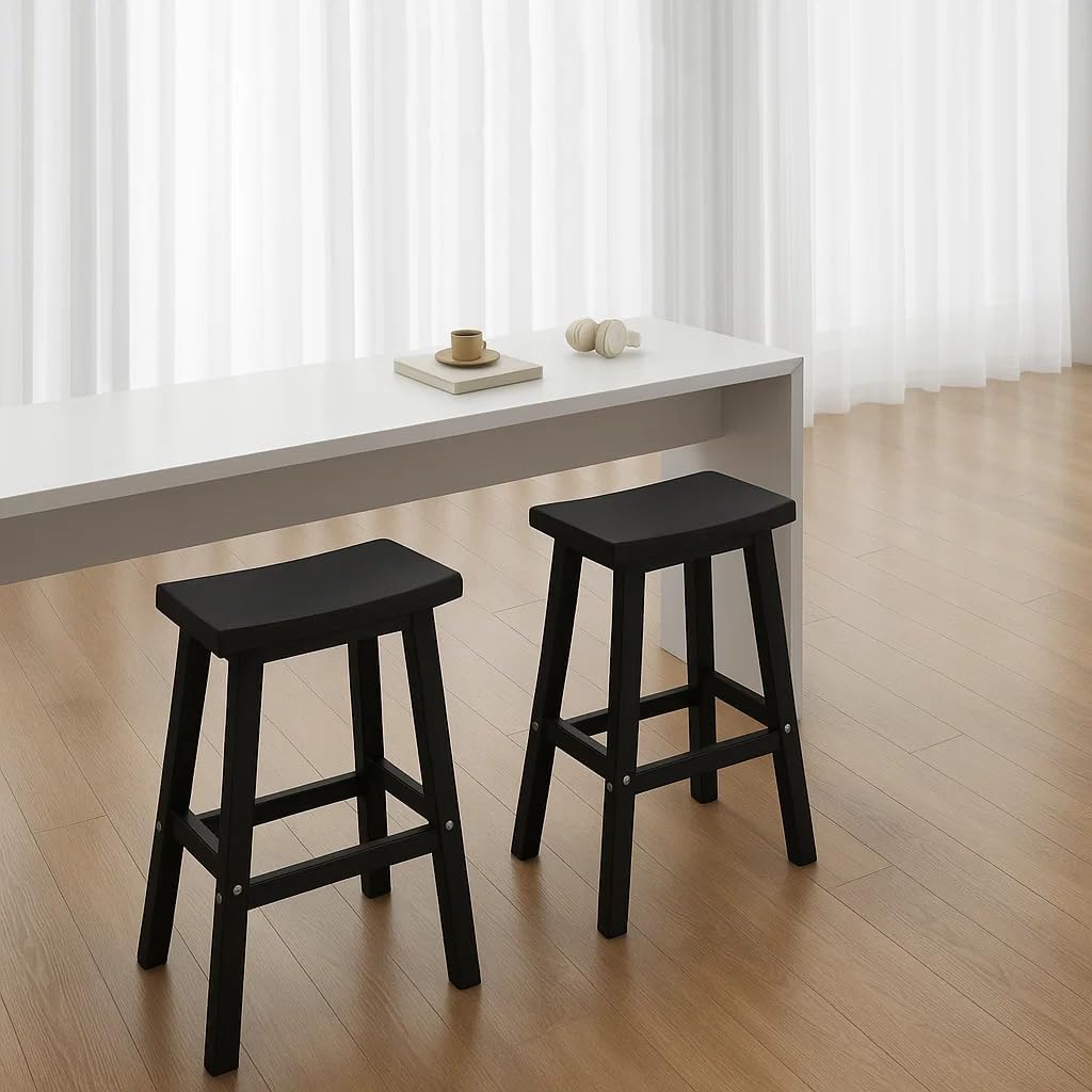 Bar Stools 29'' Outdoor Set of 4, Waterproof Modern Durable Resin Saddle Seat,Counter Stool Sturdy Modern Stylish, All-Weather Barstools for Patio, Balcony, or Kitchen Counter