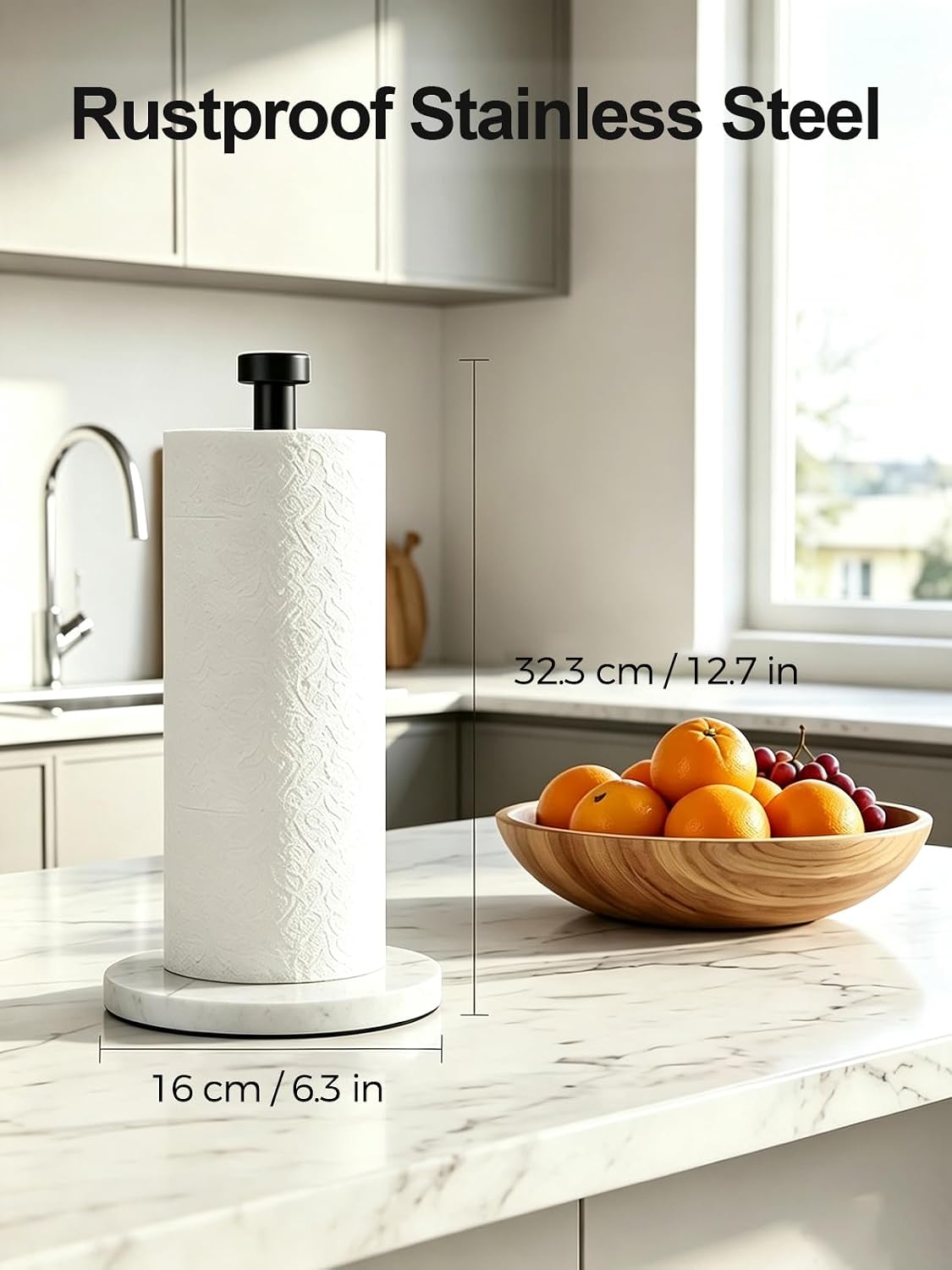 VEHHE Marble Black Paper Towel Holder, Weighted Base & EVA Non-Slip Pad image 4