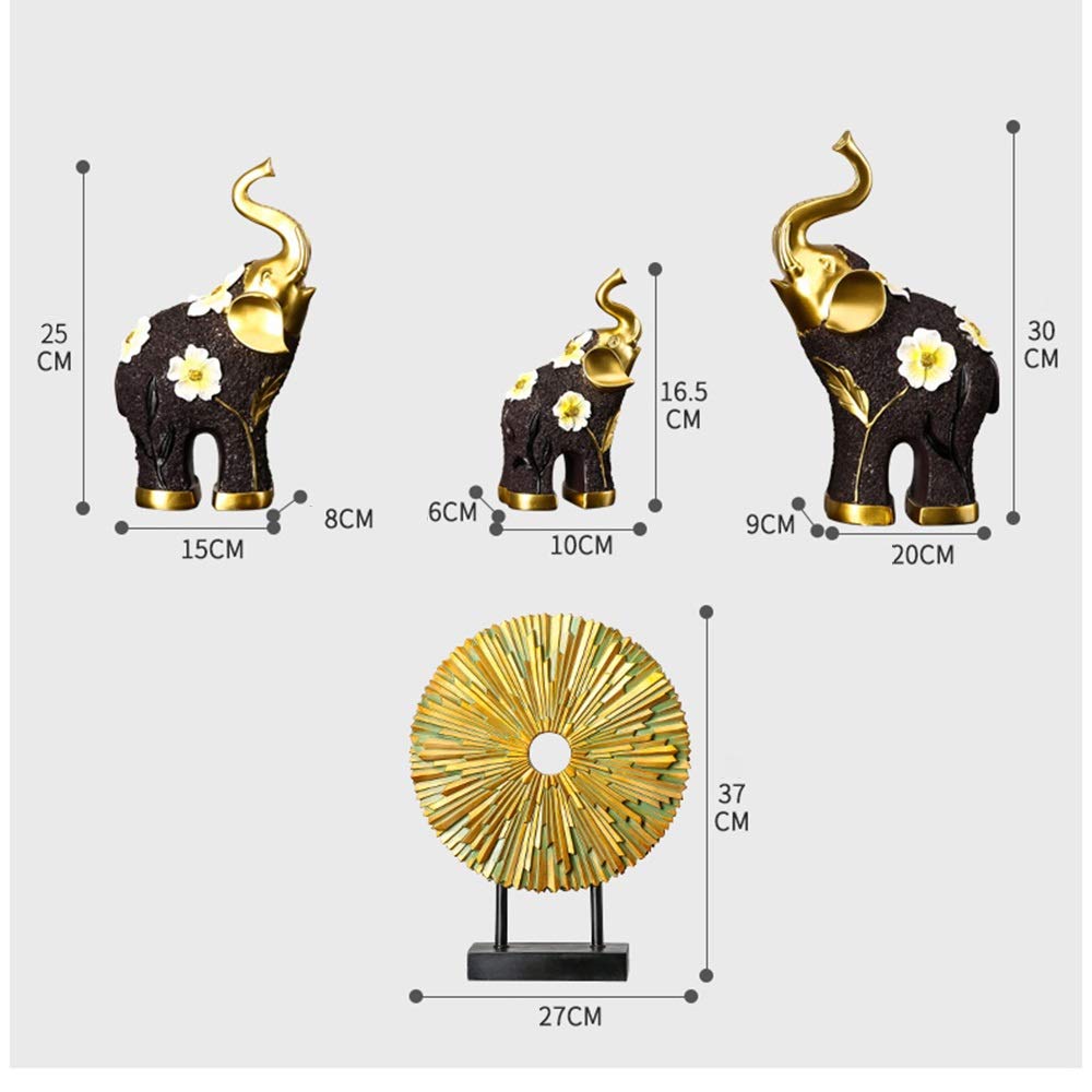 Estatuas Estatuas Riqueza Suerte Elefante Estatuilla Animales Home Office Decor Cumpleaños Felicitación Calienta de La Casa de Regalo (Juego de 2) (Color : C)