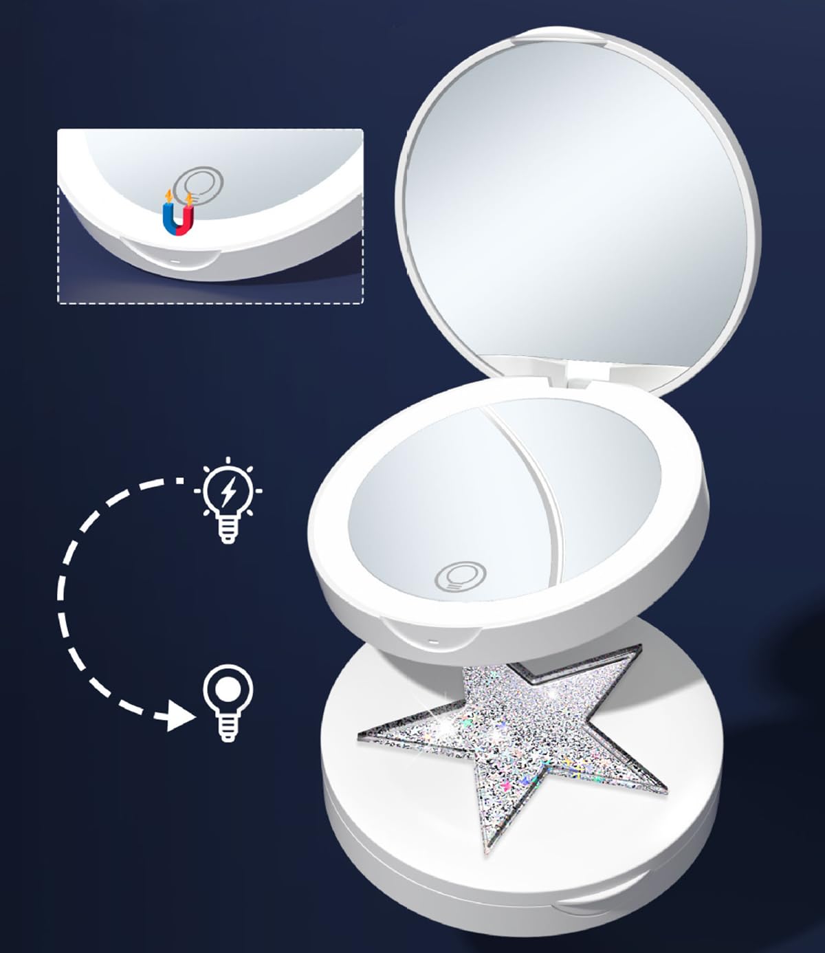 Meichoon LED Make-up-Spiegel Faltbar - 10x Vergrö? Produktbild-Vorschau 1