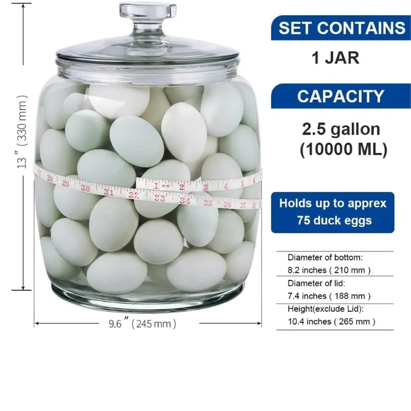 Tarro De Caramelo Frascos de vidrio for dulces de 2,5 galones con tapas, tarros de almacenamiento de alimentos con tapas for almacenamiento de cocina, harina, azúcar, Pasta, dulces Para Bodas Caramelo