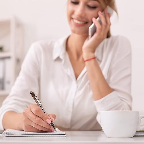 Miniatura 6 de Paquete de 60 bolígrafos negros a granel Bolígrafos negros de 0.039 in de escritura suave con barril translúcido, bolígrafos confiables a granel