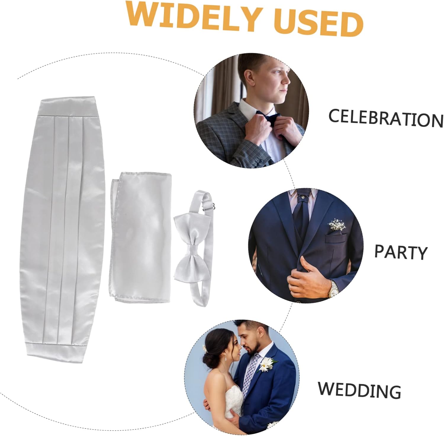 1Set Men Cummerbund Bow Tie Set Elegant Kit with Pocket for Weddings Formal Events and Business Meetings for Men