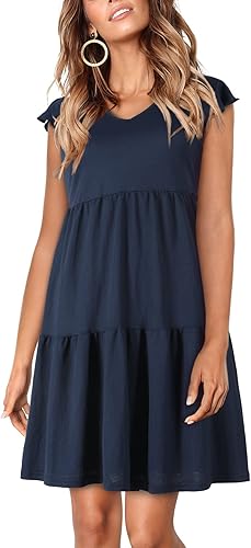 BENANCY Vestidos tipo túnica de manga corta para mujer