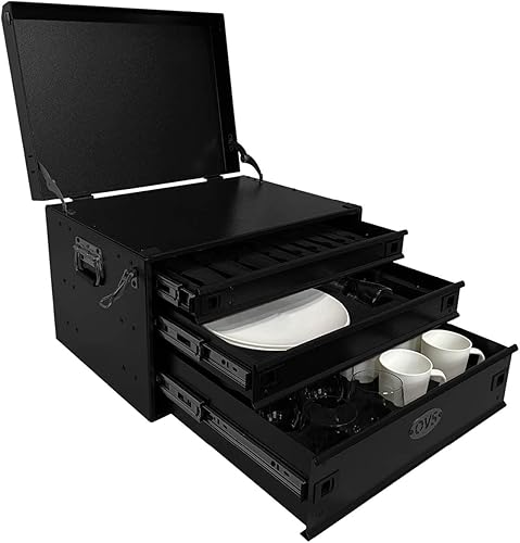 Overland Vehicle Systems Ultimate - Juego de utensilios de 39 piezas, recubrimiento en polvo negro, universal, caja de almacenamiento de aluminio de