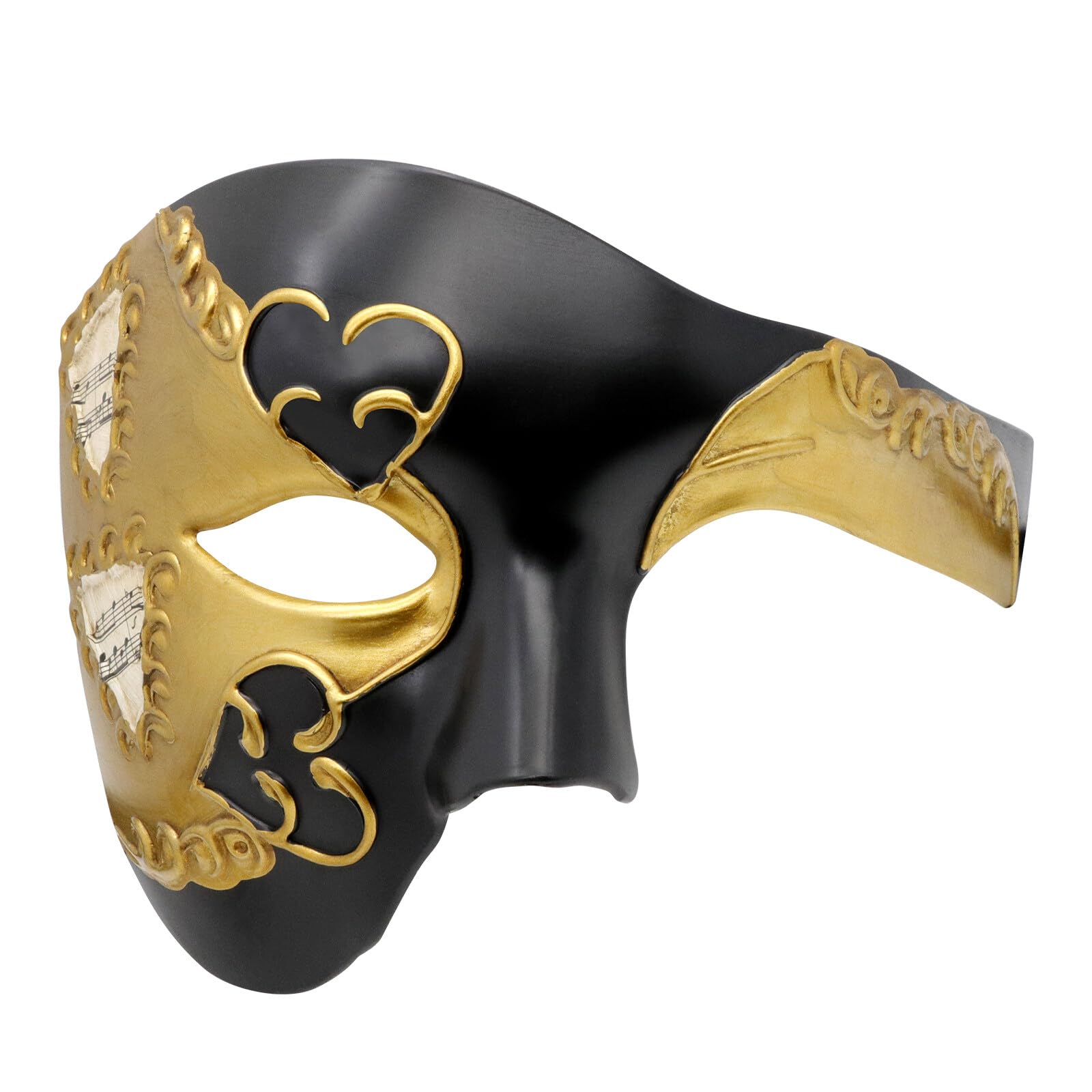 Thmyo Half Face Mens Phantom Of The Opera Vintage Design Venetian Carnival Masquerade Mask (Black & gold), 17 * 14cm/6.7 * 5.5, PLQDWT19IY41QA41QSXYL