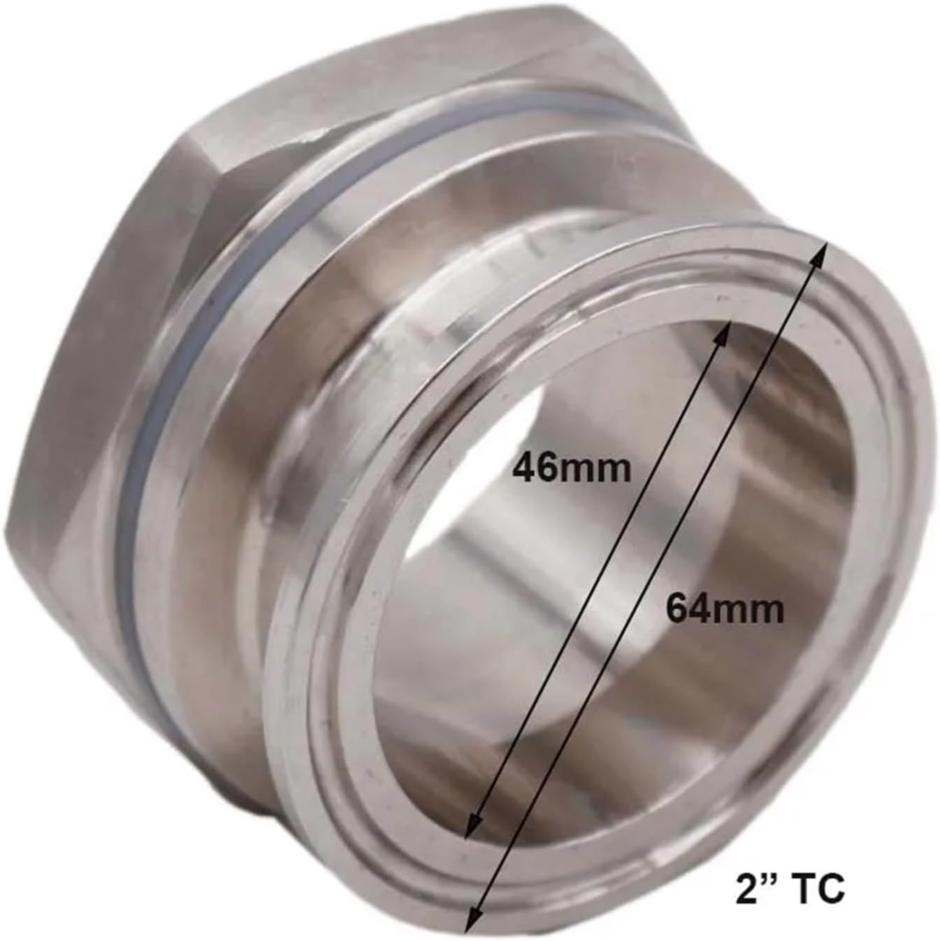 Kettle Retrofit Part Weldless Bulkhead 2inch Tri Clamp 304 Stainless Steel Double TC 48mm Hole Required(Single Side TC)