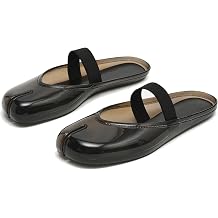 Jelly Tabi Mule for Women Split Toe Slingback Mary Jane Flats Closed Toe Slip on Backless Loafers with Elastic Strap