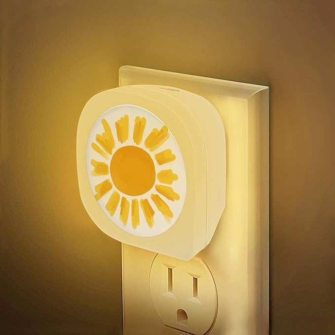 HUSITI Vintage Sun Night Light Plug into Wall 0.5W LED Lights Auto on/Off for Family Friends Holiday Gifts & Home Decor